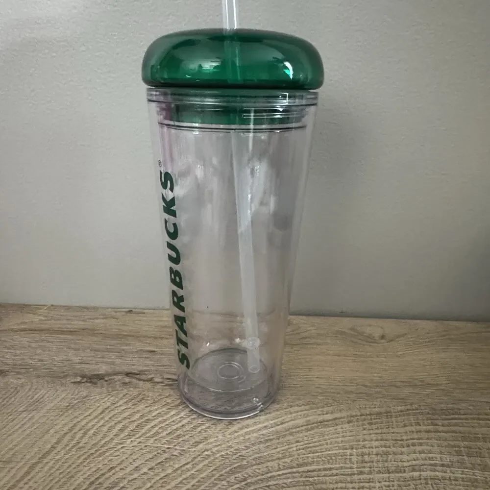 Starbucks Tumbler Korea 2022 Wordmark Foam Cold Cup Green‎ Clear 16 Oz 473ml